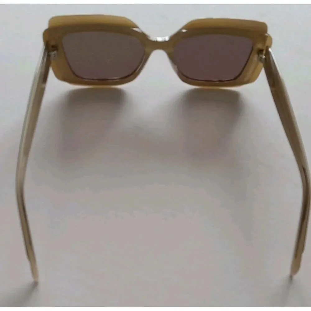 Zara Women Layered Frame Two Tone Beige Tan Arsty Fashion Sun Glasses‎ NWOT